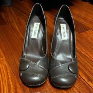 STEVE MADDEN BROWN LEATHER GLYDE HEELS PUMPS SHOES